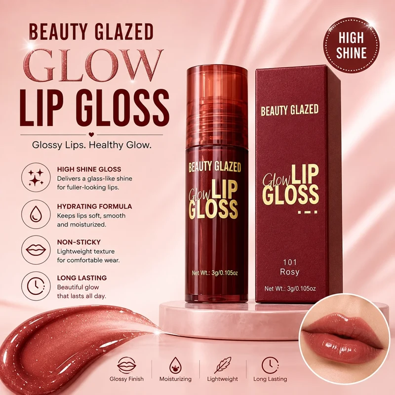 Beauty Glazed Glow Lip Gloss - 3g - 1