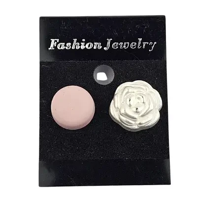 Super strong Magnetic Scarf Pin - Silver Floral & Round