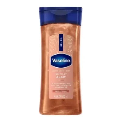 Vaseline Glazed & Glisten Sunlit Glow Shimmering Body Gel Oil with Vanilla Cocoa Scent 200ml