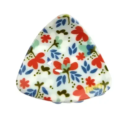 Triangle Shape Floral Print Small Punch Clip - Light Sky Blue