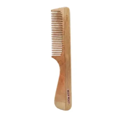 King Neem Wood Hair Comb With Handle