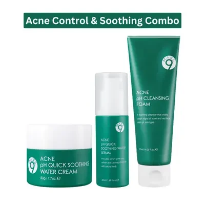 MAKE9 Acne Control & Soothing Basic Combo (1x Serum, 1x Moisturizer, 1x Cleanser )