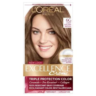 L'Oreal Paris Excellence Creme Permanent Triple Protection Hair Color 6G Light Golden Brown