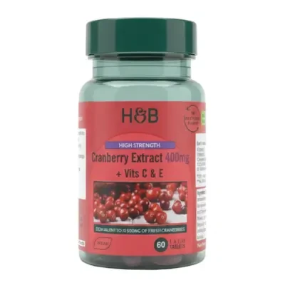 Holland & Barrett High Strength Cranberry Extract 400mg  60 Tablets +Vits C&E