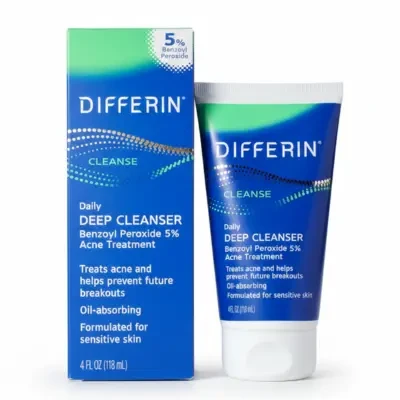 Differin® Daily Deep Facial Cleanser with 5% Benzoyl Peroxide for Acne Prone Skin 118ml