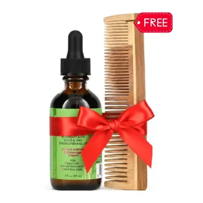 Mielle Rosemary Mint Scalp & Hair Strengthening Oil 59ml + Free Wooden Premium HANDMADE Hair comb