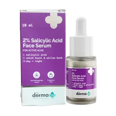The Derma Co 2% Salicylic Acid Serum with Witch Hazel & Willow Bark for Active Acne 10ml