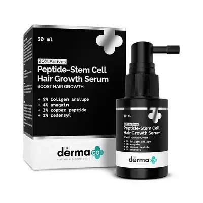 The Derma Co 20% Actives Peptide-Stem Cell Hair Growth Serum with Foligen Analupe & Anagain For Hair Growth  30ml