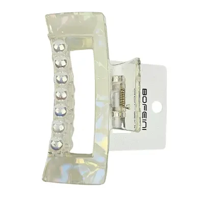 Square Shape White Pearl Punch Clip