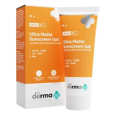 The Derma Co Ultra Matte Sunscreen Gel with SPF 60, Ultra Light Oil Free 50g