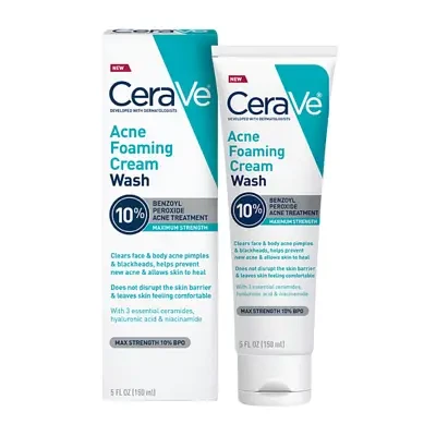 CeraVe Acne Foaming Cream Wash with 10% Benzoyl Peroxide 150ml
