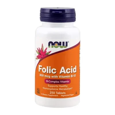 Now Foods Folic Acid 800mcg with Vitamin B12 250 Capsules