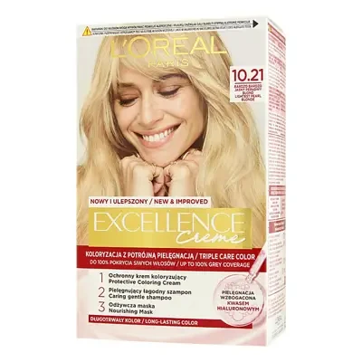 L'Oréal Paris New & Improved Excellence  Creme permanent hair dye 10.21 Very Light Pearl Blonde