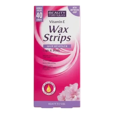 Beauty Formulas Vitamin E Wax Strips Legs & Body 40 Wax Strips
