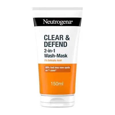 Neutrogena Clear & Defend 2-in-1 1% Salicylic Acid Wash-Mask 150ml