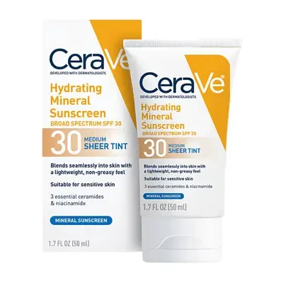CeraVe Hydrating Mineral Sunscreen Broad Spectrum SPF 30 Sheer Tint 50ml - Medium