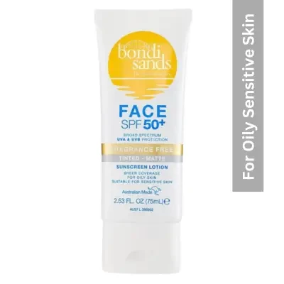 Bondi Sands SPF 50+ Fragrance Free Matte Tinted Face Lotion For Oily Skin 75ml