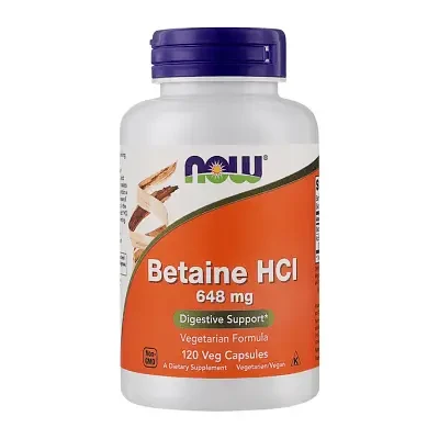 Now Foods Betaine HCl, 648mg Digestive Support 120 Veg Capsules