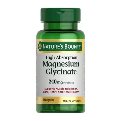 Nature's Bounty High Absorption Magnesium Glycinate 240mg Supplements 60 Capsules