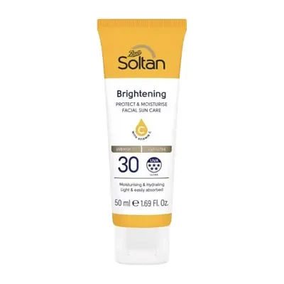 Boots Soltan Brightening Protect & Moisturise Facial Suncare Cream with Vitamin C SPF30 50ml