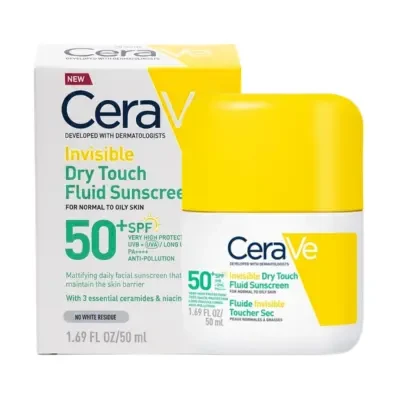 CeraVe Invisible Dry Touch Fluid Sunscreen SPF50+ for Normal to Oily Skin 50ml