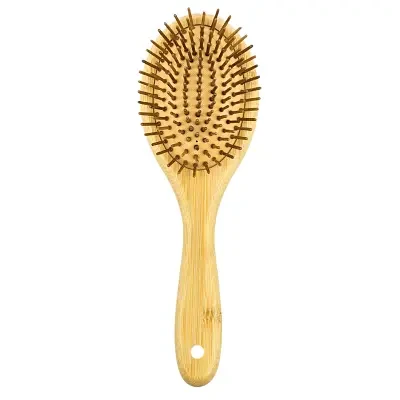 Bamboo Anti Hair Loss Hair Brush With Bamboo Bristles Round Shape (Big Size)