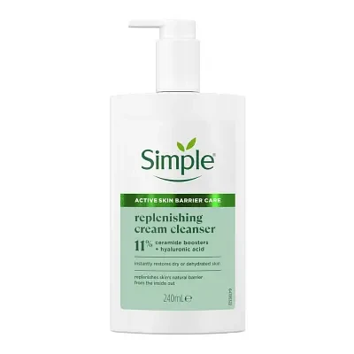 Simple Replenishing Cream Cleanser 11% Ceramide Boosters + Hyaluronic Acid 240ml