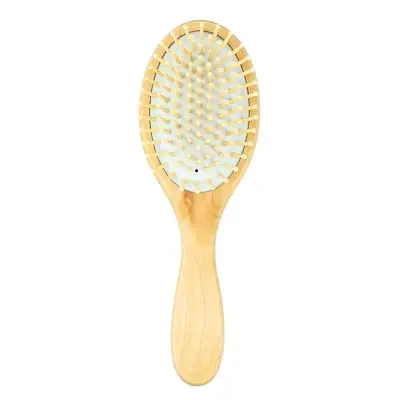 Wood Anti Hair Loss Hair Brush With Ball Tipped Bristles Oval Shape Medium White