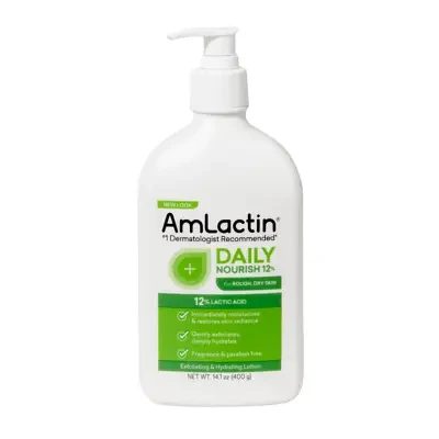 AmLactin Daily Nourish Lotion with 12% Lactic Acid Exfoliating & Hydrating Lotion 400g