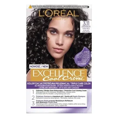 L'Oréal Paris Excellence Cool Creme permanent hair dye 3.11 Ultra Ash Dark Brown