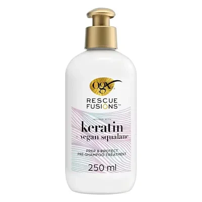OGX Rescue Fusions keratin + Vegan Squalane Prep & Protect Pre-shampoo Treatment 250ml
