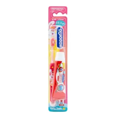 Kodomo Professional Baby Teeth Multi Colour Toothbrush for  0.5 to 3 Years with Free Toothpaste