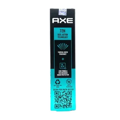 Axe 72H Dual Action Technology Tropical Green Fragrance Body Deodorant 122ml