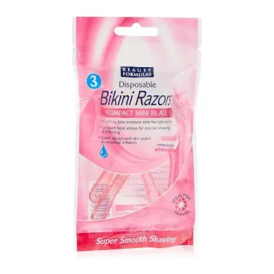 Beauty Formulas Disposable Bikini Razors Compact Mini Blade 3Pieces