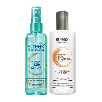 Streax Professional Vitariche Gloss Hair Serum 115ml with Free Streax Repair Max Shampoo