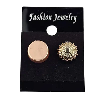 Super strong Magnetic Scarf Pin - Golden Floral & Round