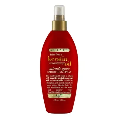 OGX Frizz-Free + Keratin Smoothing Oil Miracle 5 in 1 Gloss Spray 200ml