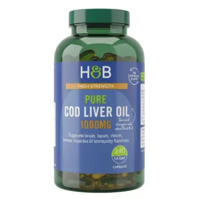 Holland & Barrett High Strength Pure Cod Liver Oil 1000mg  240 Capsules