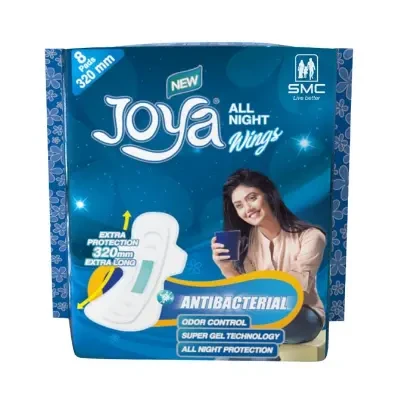Joya Anti-Bacterial Sanitary Napkin All Night Wings 8 Pads Pack