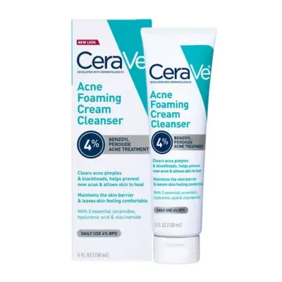 CeraVe Acne Foaming Cream Cleanser With 4% Benzoyl Peroxide 150ml