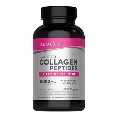 NeoCell Grassfed Collagen Peptides + Vitamin C & Biotin 6000mg 360 Caplets