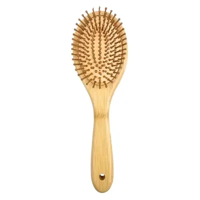 Bamboo Anti Hair Loss Hair Brush With Ball Tipped Bristles Oval Shape