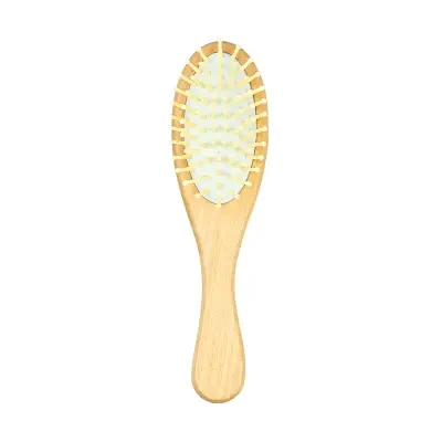 Wood Anti Hair Loss Hair Brush With Ball Tipped Bristles Oval Shape (Small Size)