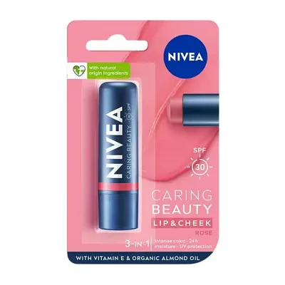 Nivea Caring Beauty Rose Lip & Cheek Balm with SPF 30 4.8g