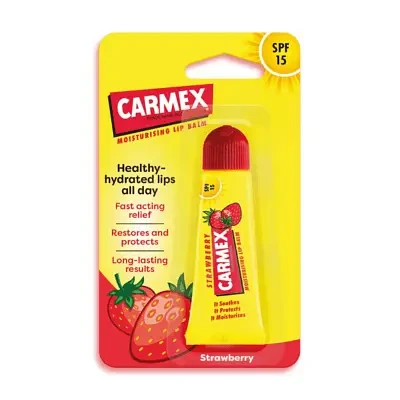 Carmex Strawberry Lip Balm Tube With SPF 15, 10g