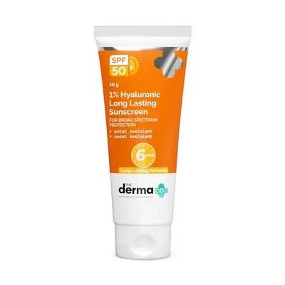 The Derma Co 1% Hyaluronic Long Lasting Sunscreen SPF 50 & PA++++ with Hyaluronic Acid & Vitamin E 50g