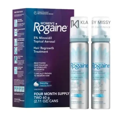 Rogaine Women's 5% Minoxidil Topical Aerosol Foam Hair Regrowth Treatment 60g Two Cans
