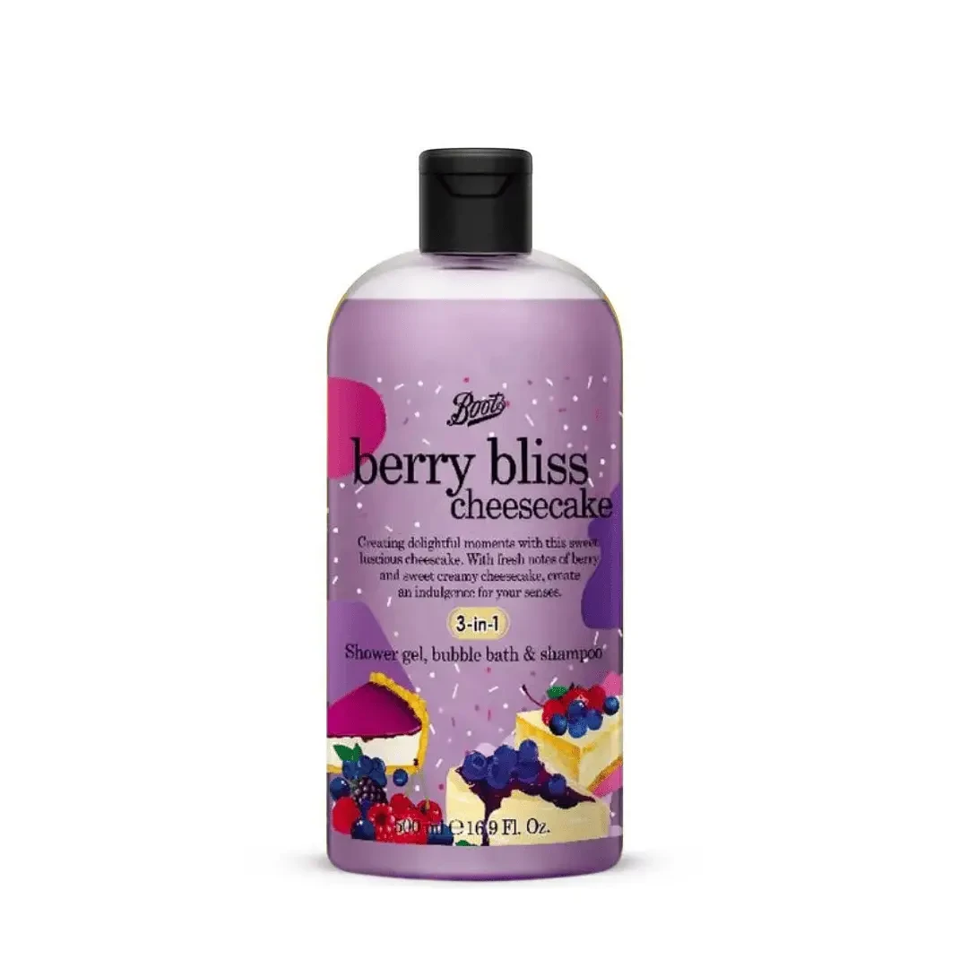 Boots Berry Bliss Cheesecake Shower Gel, Bubble bath & Shampoo 500ml