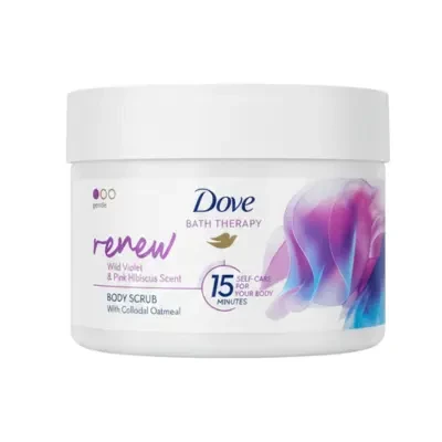 Dove Bath Therapy Renew Body Scrub with Wild Violet & Pink Hibiscus Scent  295ml