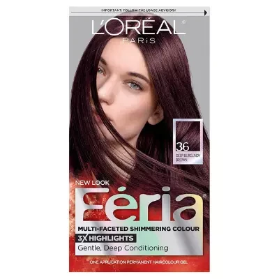 L'Oreal Paris Feria Multi-Faceted Shimmering Permanent Hair Color 36 Deep Burgundy Brown